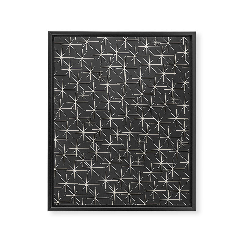 Stella - Atomic Age Mid Century Modern Pattern in Almond Cream and Charcoal Gray Framed Canvas Print Gallery Image 6