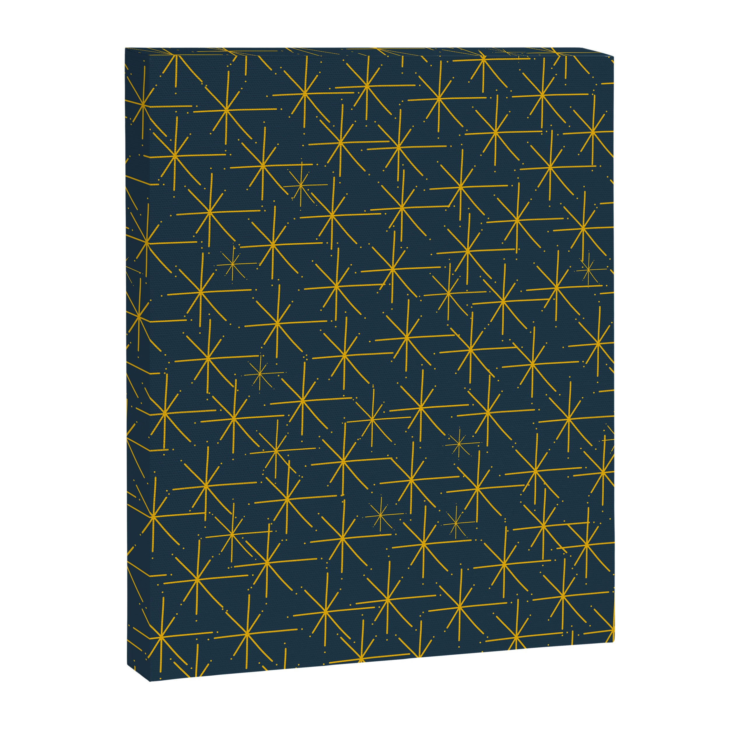 Stella - Atomic Age Mid Century Modern Pattern in Light Mustard Yellow and Navy Blue Canvas Print Gallery Image 6