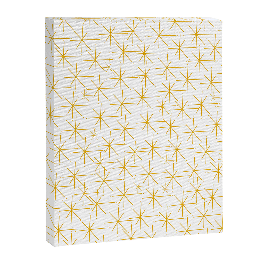 Stella - Atomic Age Midcentury Modern Minimalist Pattern in Light Mustard Yellow and White Canvas Print Gallery Image 6