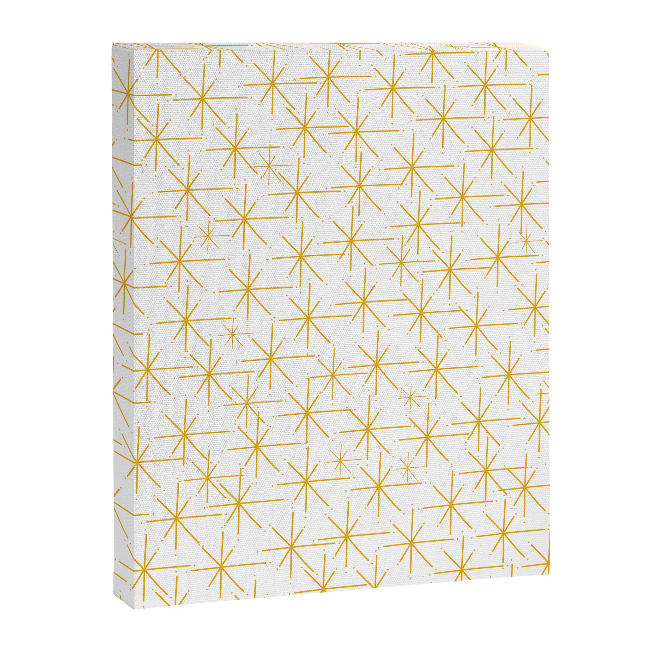 Stella - Atomic Age Midcentury Modern Minimalist Pattern in Light Mustard Yellow and White Canvas Print Gallery Image 6
