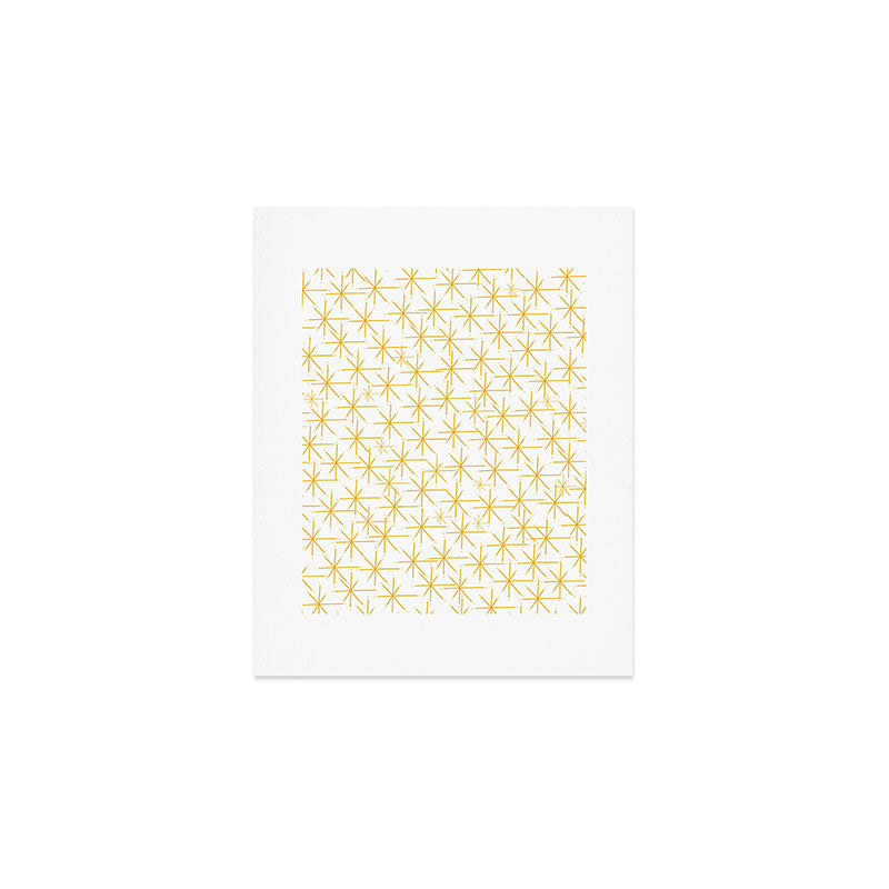 Stella - Atomic Age Midcentury Modern Minimalist Pattern in Light Mustard Yellow and White Art Print Gallery Image 1