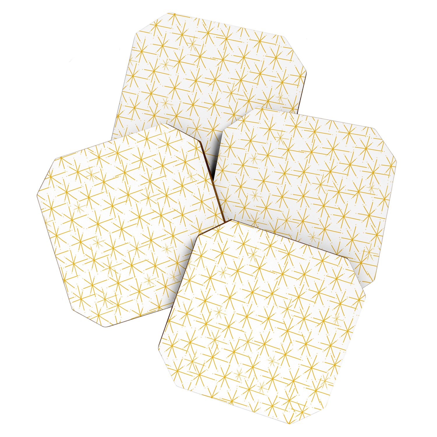 Stella - Atomic Age Midcentury Modern Minimalist Pattern in Light Mustard Yellow and White Coaster Gallery Image 1