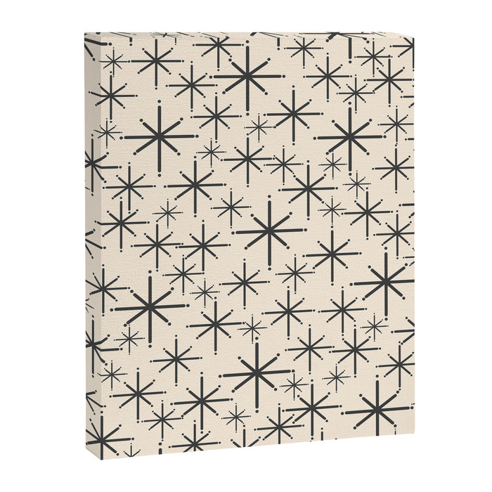 Stella II - Atomic Age Mid Century Modern Starburst Pattern in Charcoal Gray and Almond Cream  Canvas Print Gallery Image 1