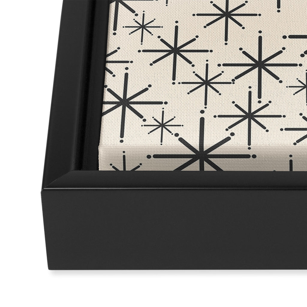 Stella II - Atomic Age Mid Century Modern Starburst Pattern in Charcoal Gray and Almond Cream  Framed Canvas Print Gallery Image 3
