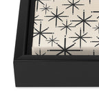 Stella II - Atomic Age Mid Century Modern Starburst Pattern in Charcoal Gray and Almond Cream  Framed Canvas Print Gallery Image 3