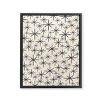 Stella II - Atomic Age Mid Century Modern Starburst Pattern in Charcoal Gray and Almond Cream  Framed Canvas Print Gallery Image 8