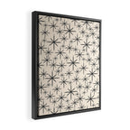 Stella II - Atomic Age Mid Century Modern Starburst Pattern in Charcoal Gray and Almond Cream  Framed Canvas Print Gallery Image 2