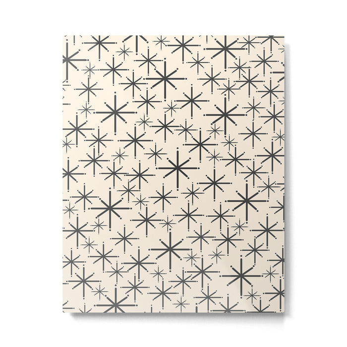 Stella II - Atomic Age Mid Century Modern Starburst Pattern in Charcoal Gray and Almond Cream  Metal Print Gallery Image 1