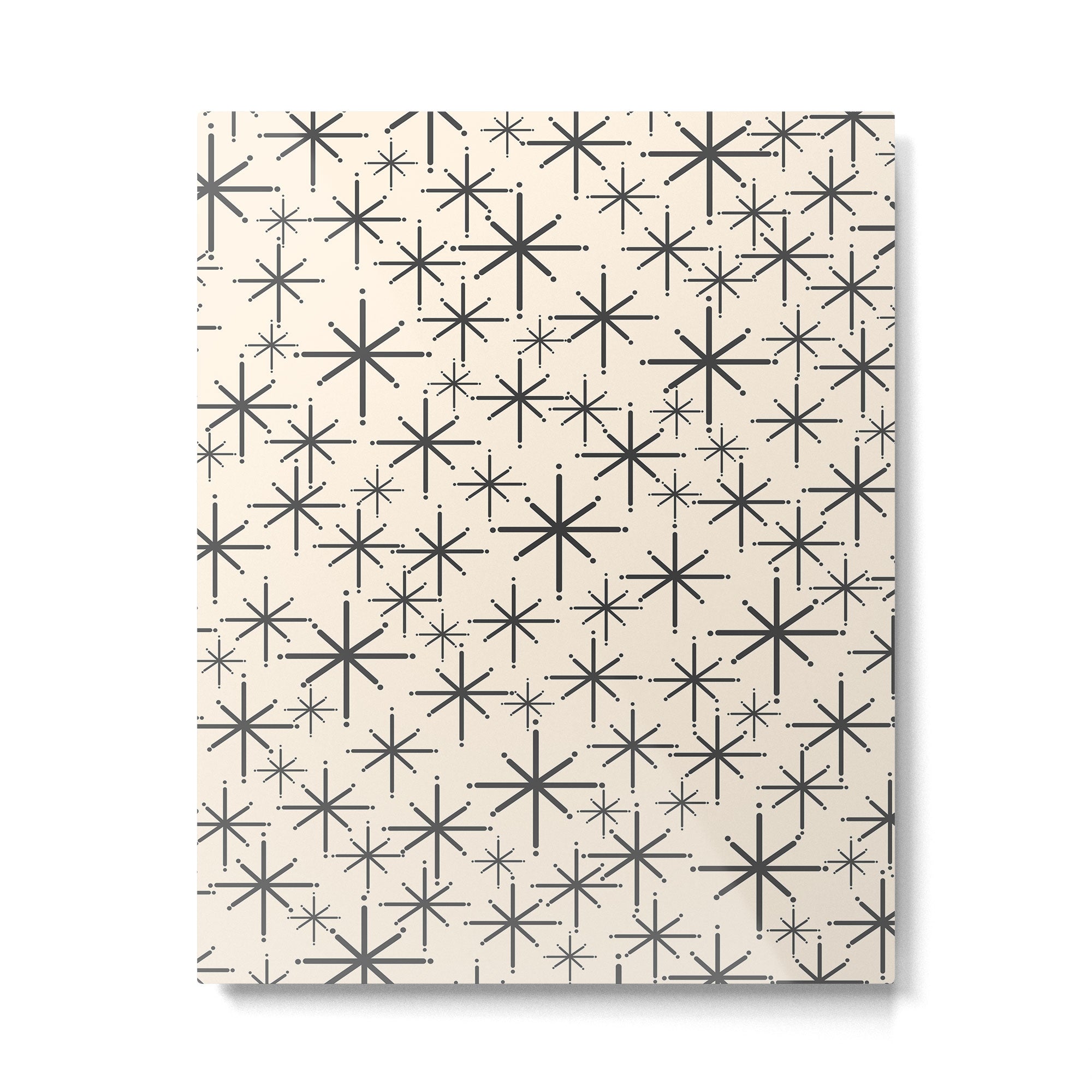 Stella II - Atomic Age Mid Century Modern Starburst Pattern in Charcoal Gray and Almond Cream  Metal Print Gallery Image 6