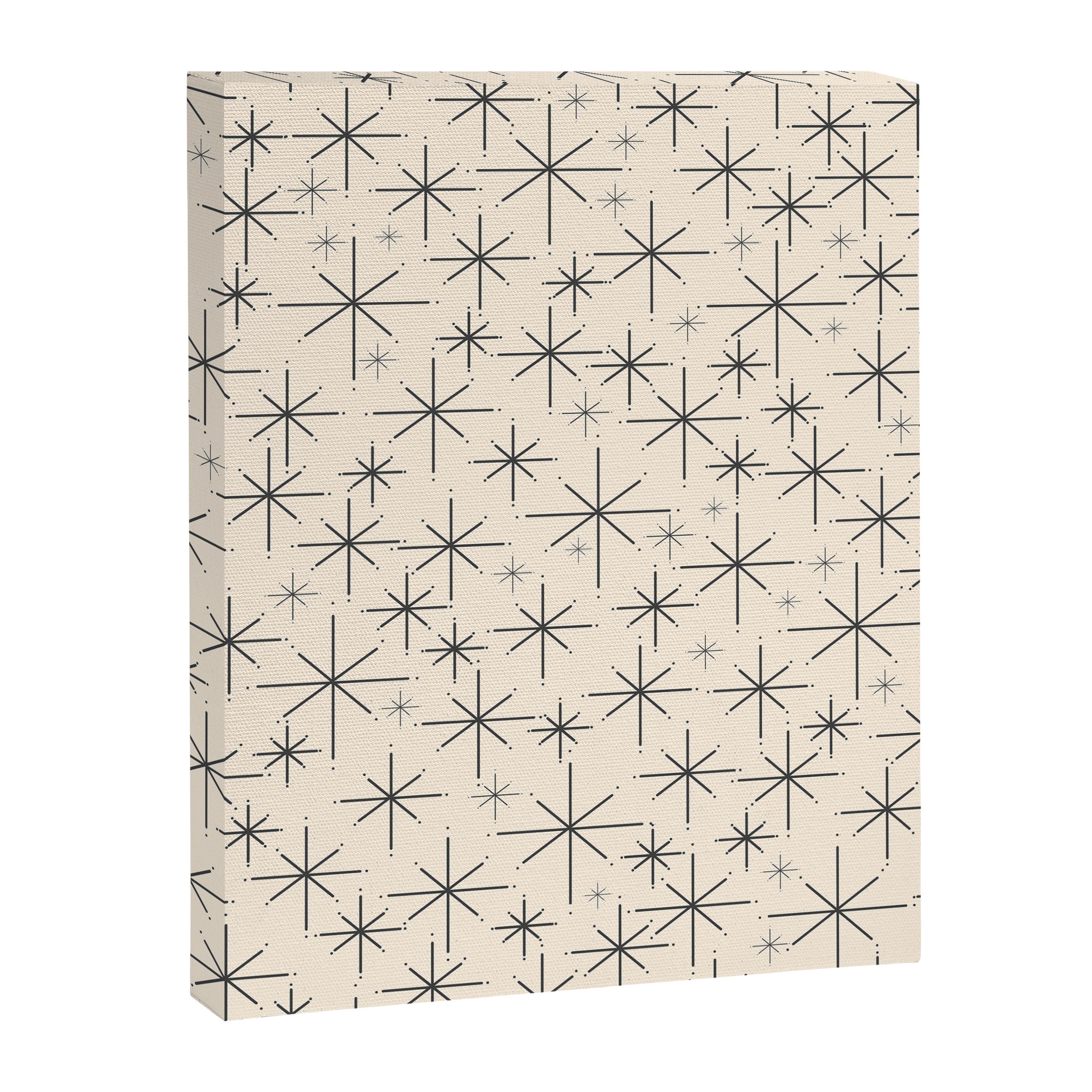 Stella III - Atomic Age Mid Century Modern Starburst Pattern in Charcoal Gray and Almond Cream Canvas Print Gallery Image 8
