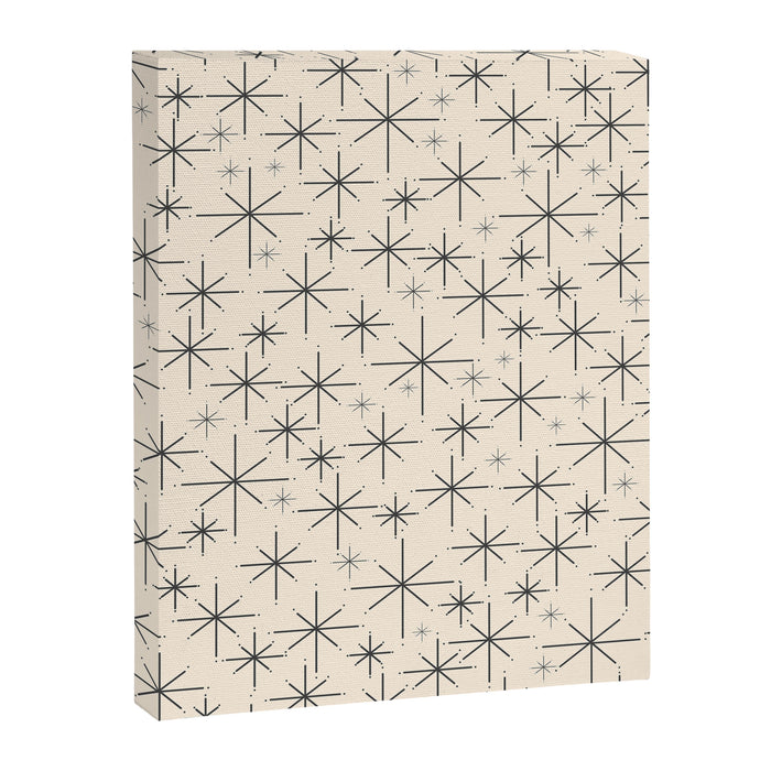 Stella III - Atomic Age Mid Century Modern Starburst Pattern in Charcoal Gray and Almond Cream Canvas Print Gallery Image 1