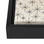 Stella III - Atomic Age Mid Century Modern Starburst Pattern in Charcoal Gray and Almond Cream Framed Canvas Print Gallery Image 3