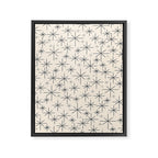 Stella III - Atomic Age Mid Century Modern Starburst Pattern in Charcoal Gray and Almond Cream Framed Canvas Print Gallery Image 8
