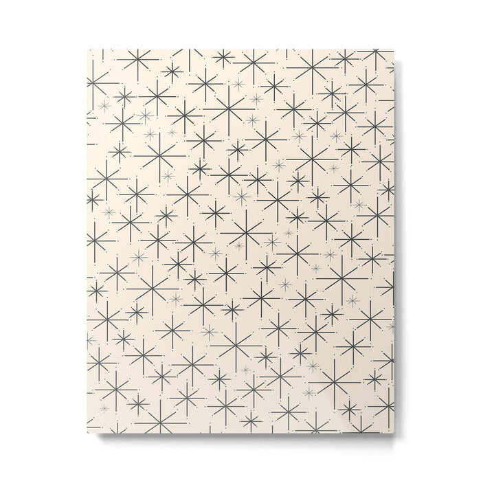Stella III - Atomic Age Mid Century Modern Starburst Pattern in Charcoal Gray and Almond Cream Metal Print Gallery Image 1