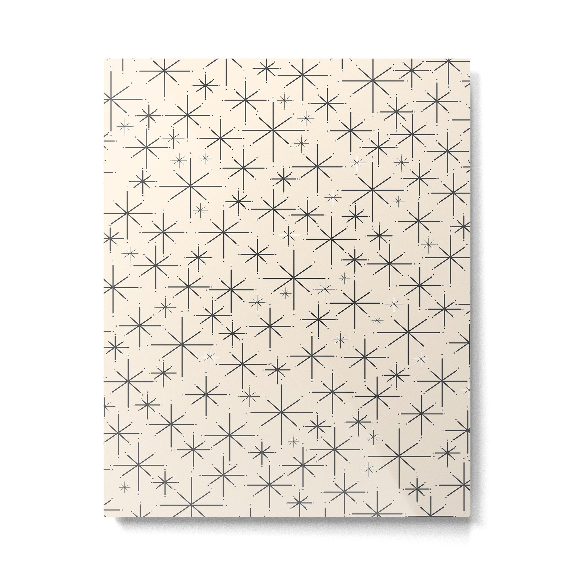 Stella III - Atomic Age Mid Century Modern Starburst Pattern in Charcoal Gray and Almond Cream Metal Print Gallery Image 6