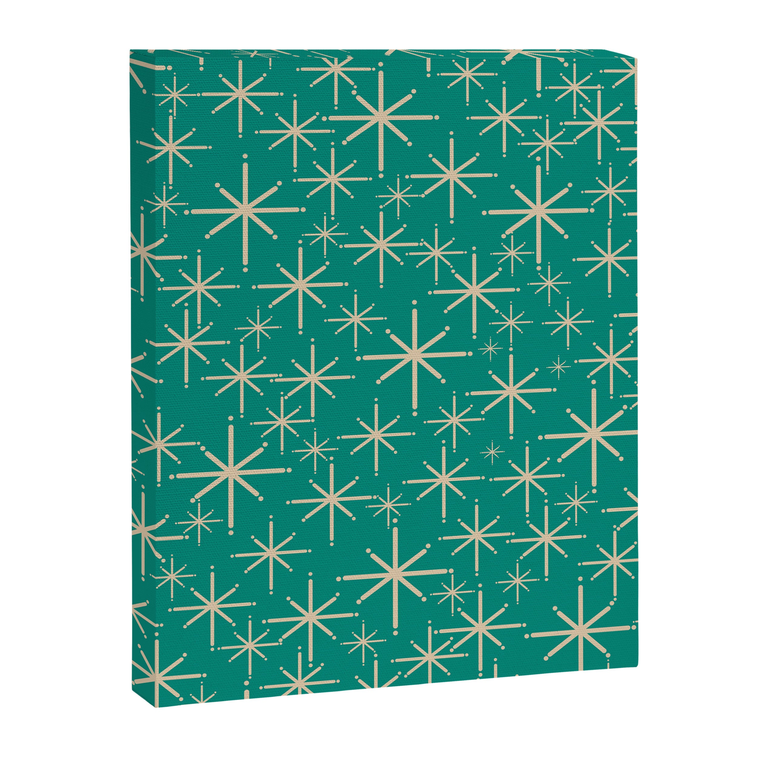 Stella - Retro Atomic Age Starbursts in Midcentury Modern Beige and Turquoise Teal Canvas Print Gallery Image 8