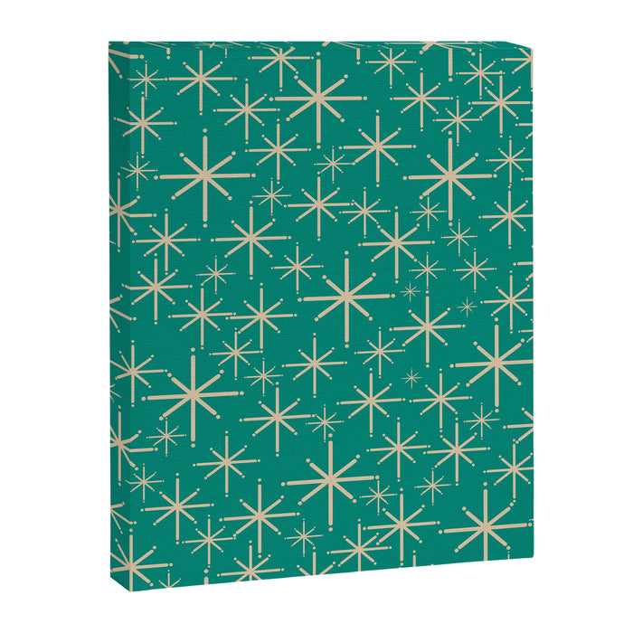 Stella - Retro Atomic Age Starbursts in Midcentury Modern Beige and Turquoise Teal Canvas Print Gallery Image 1