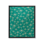 Stella - Retro Atomic Age Starbursts in Midcentury Modern Beige and Turquoise Teal Framed Canvas Print Gallery Image 8