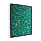 Stella - Retro Atomic Age Starbursts in Midcentury Modern Beige and Turquoise Teal Framed Canvas Print Gallery Image 2
