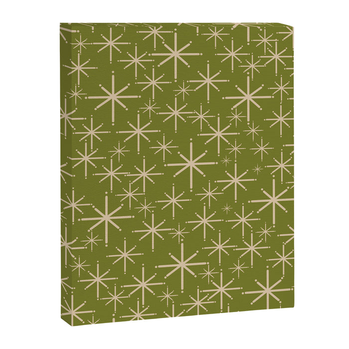 Stella - Retro Midcentury Modern Starbursts in Mid Mod Beige and Olive Green  Canvas Print Gallery Image 1
