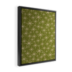 Stella - Retro Midcentury Modern Starbursts in Mid Mod Beige and Olive Green  Framed Canvas Print Gallery Image 2