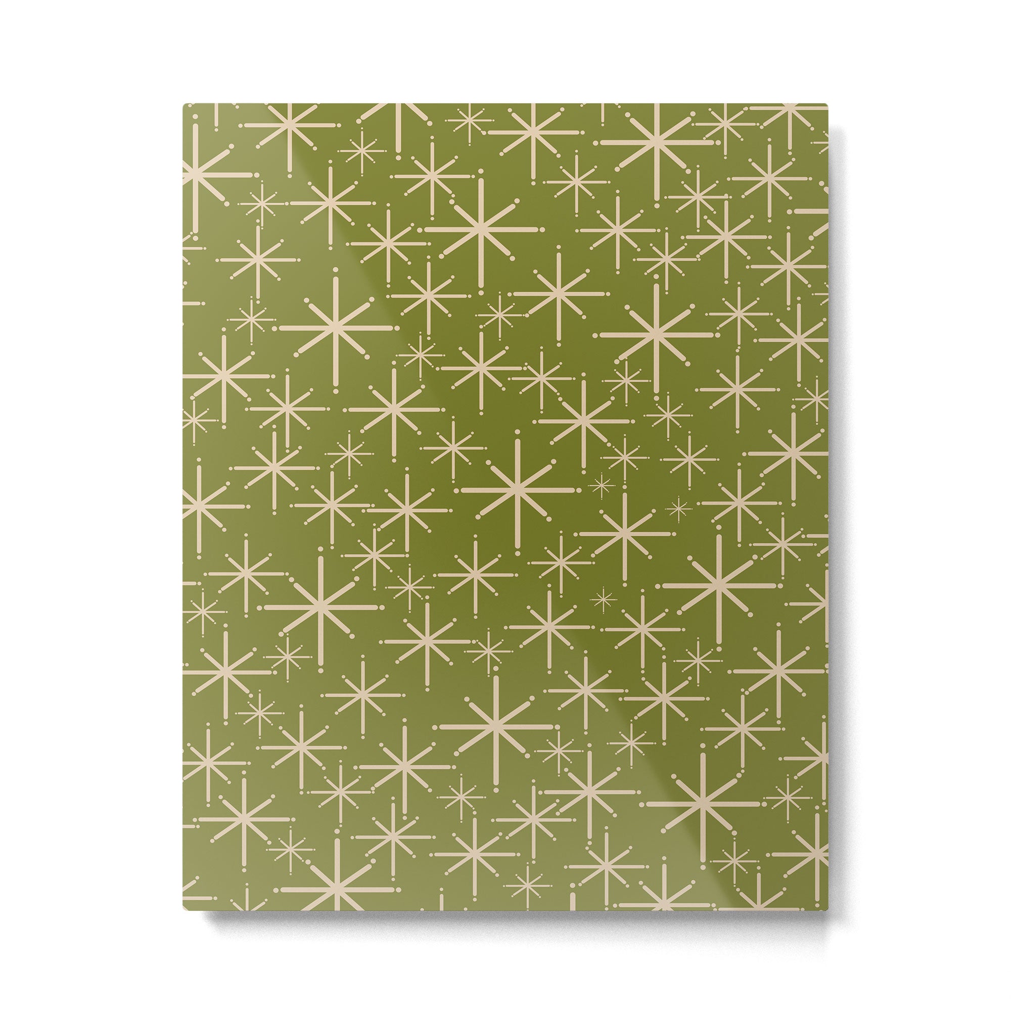 Stella - Retro Midcentury Modern Starbursts in Mid Mod Beige and Olive Green  Metal Print Gallery Image 6