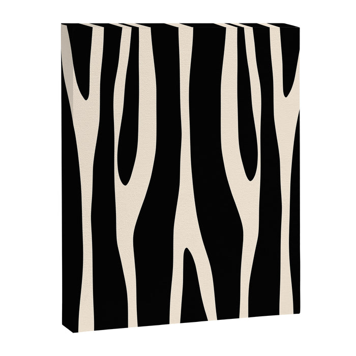 Strange Forest Minimal Modern Abstract Pattern in Black and Almond Cream Canvas Print Gallery Image 1