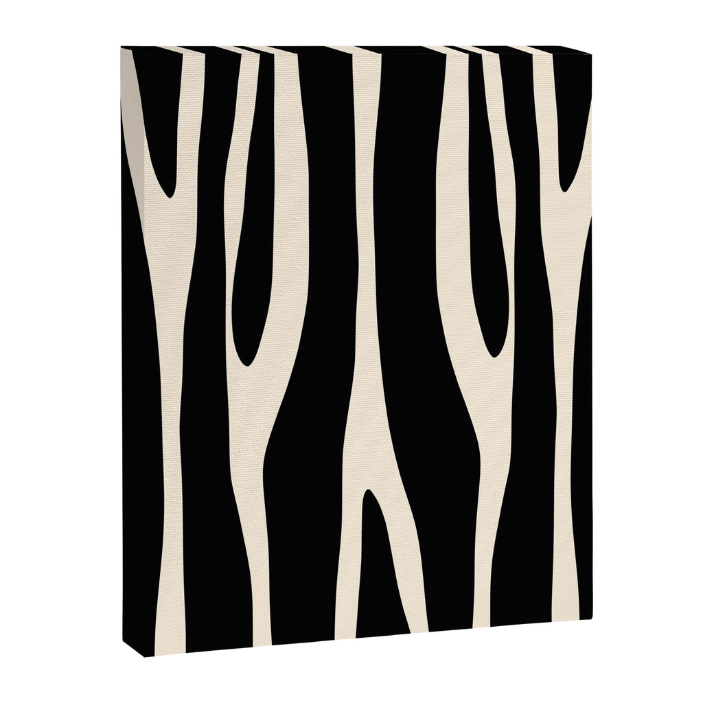 Strange Forest Minimal Modern Abstract Pattern in Black and Almond Cream Canvas Print Gallery Image 8