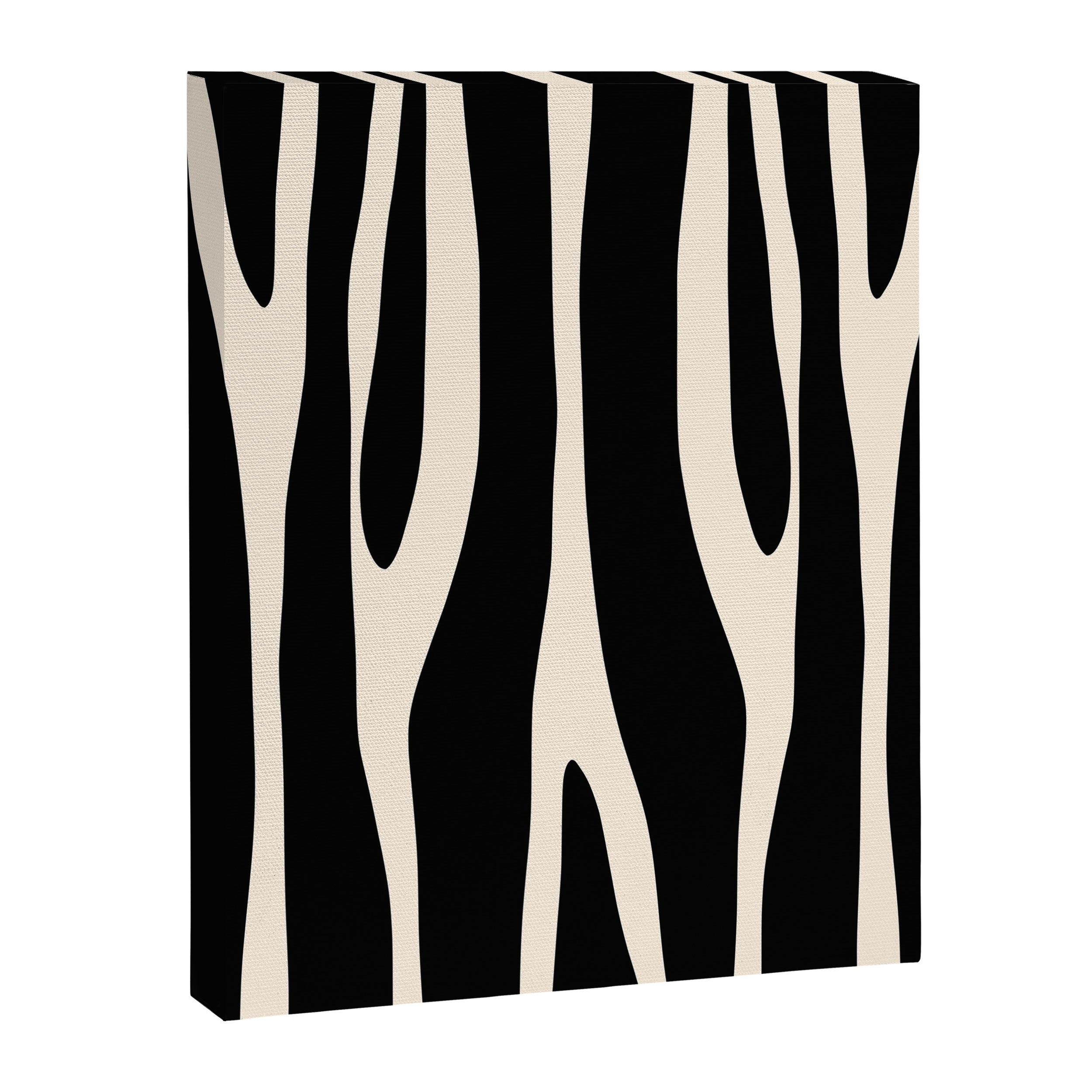 Strange Forest Minimal Modern Abstract Pattern in Black and Almond Cream Canvas Print Gallery Image 8