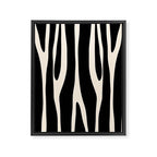 Strange Forest Minimal Modern Abstract Pattern in Black and Almond Cream Framed Canvas Print Gallery Image 8
