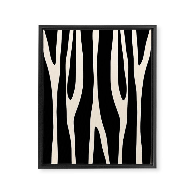 Strange Forest Minimal Modern Abstract Pattern in Black and Almond Cream Framed Canvas Print Gallery Image 8