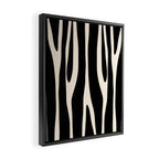 Strange Forest Minimal Modern Abstract Pattern in Black and Almond Cream Framed Canvas Print Gallery Image 2