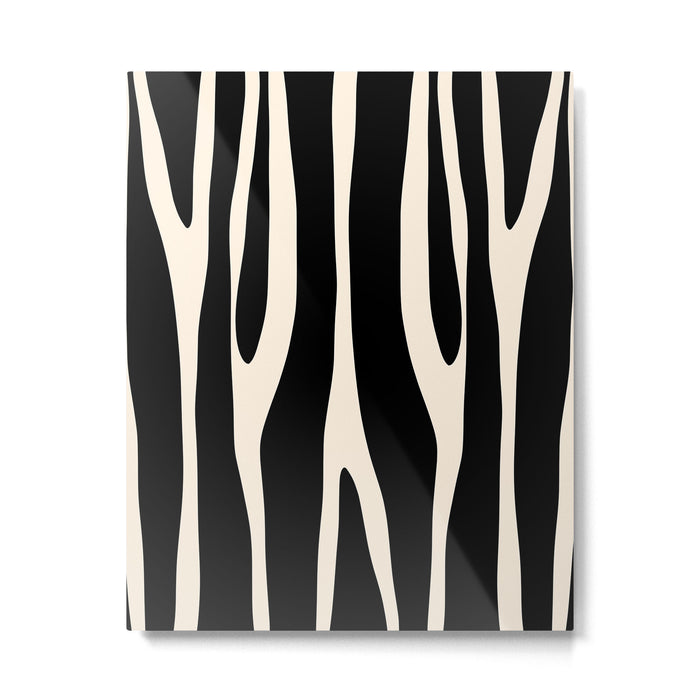 Strange Forest Minimal Modern Abstract Pattern in Black and Almond Cream Metal Print Gallery Image 1
