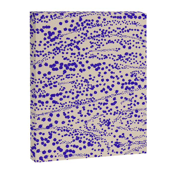 Strata - Organic Ink Blot Abstract in Cobalt Blue and Beige Canvas Print Gallery Image 1