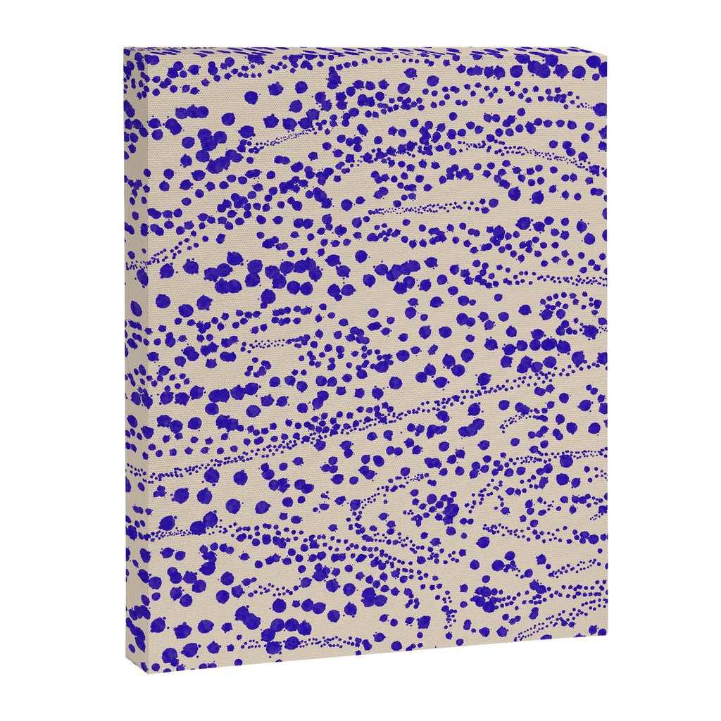 Strata - Organic Ink Blot Abstract in Cobalt Blue and Beige Canvas Print Gallery Image 8