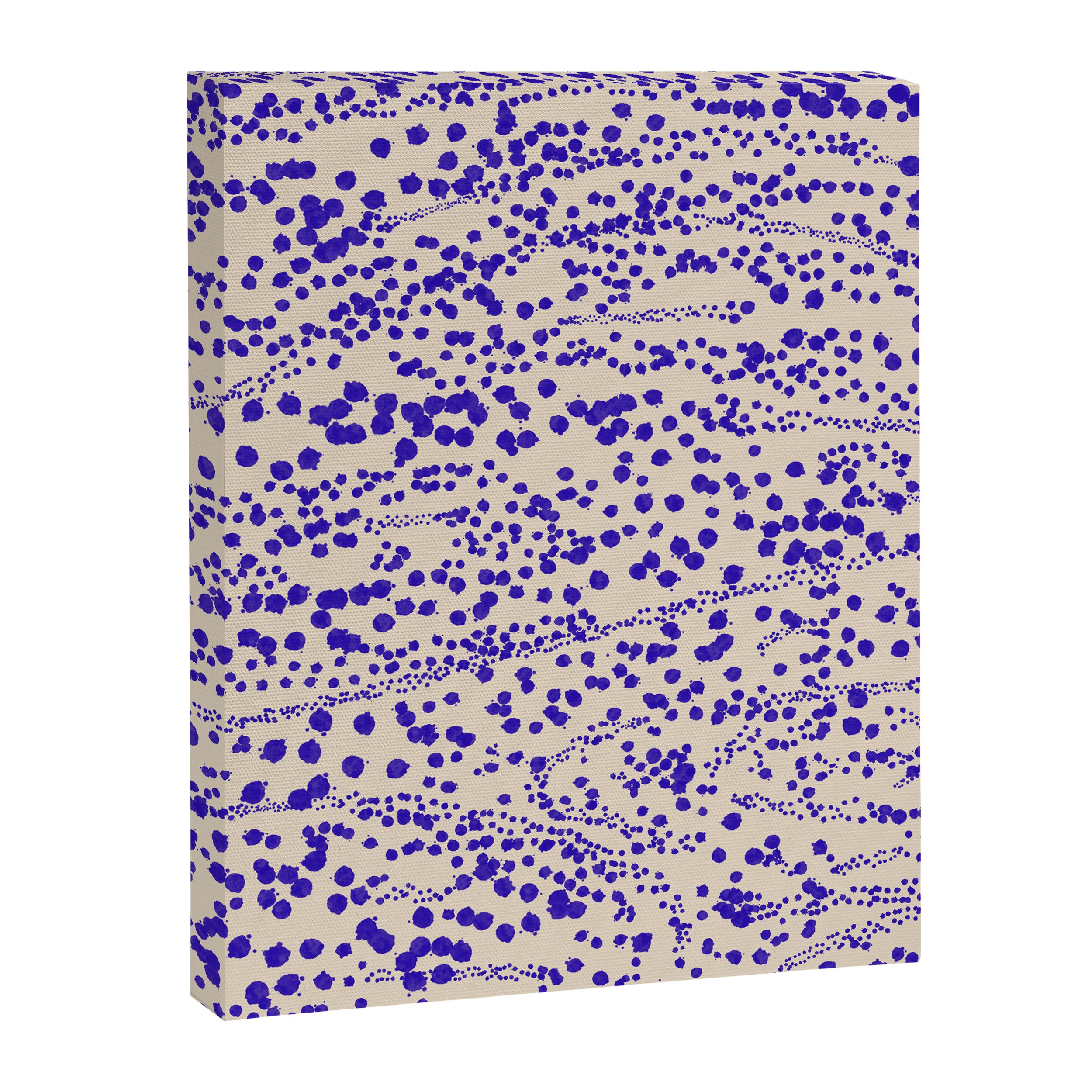 Strata - Organic Ink Blot Abstract in Cobalt Blue and Beige Canvas Print Gallery Image 8