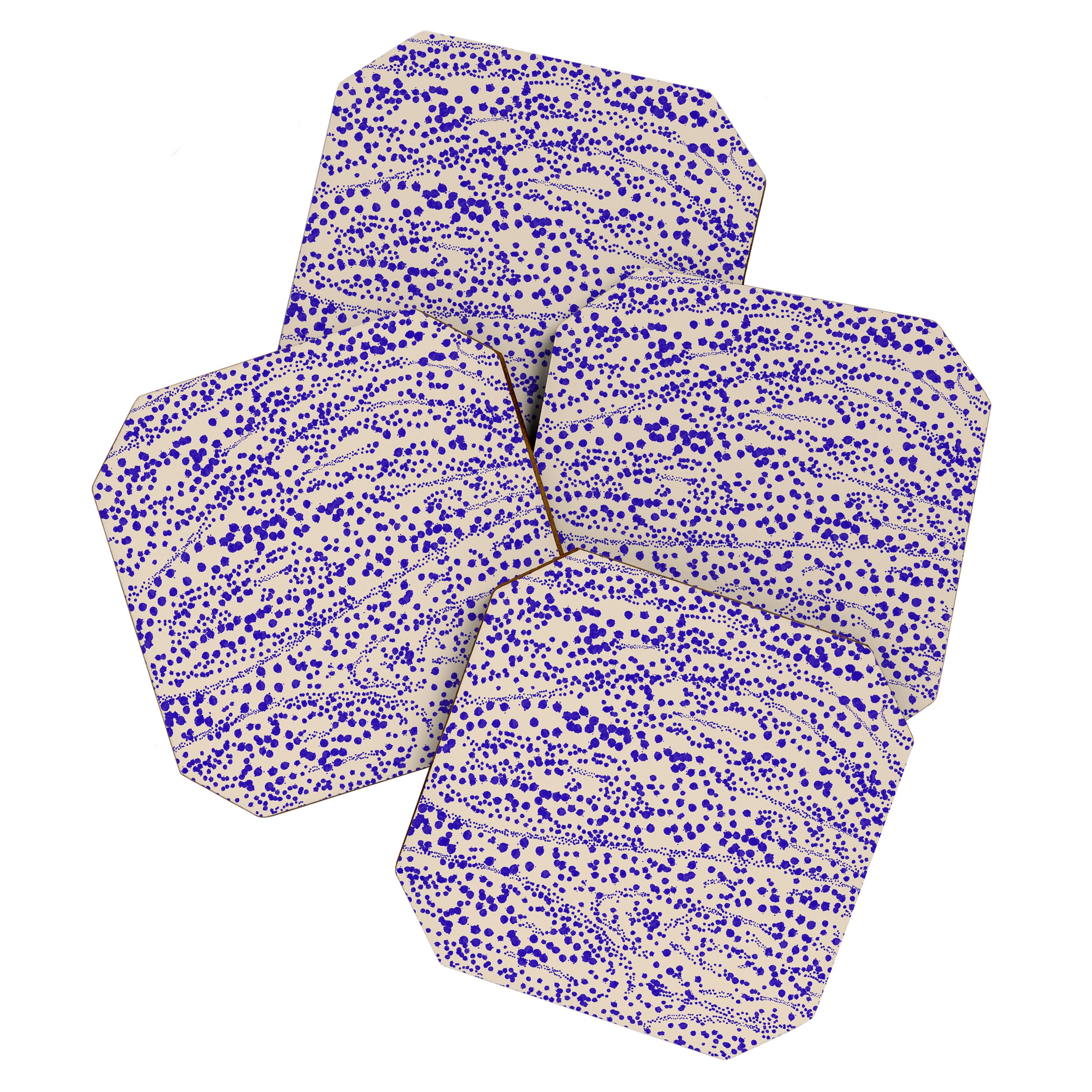 Strata - Organic Ink Blot Abstract in Cobalt Blue and Beige Coaster Gallery Image 1