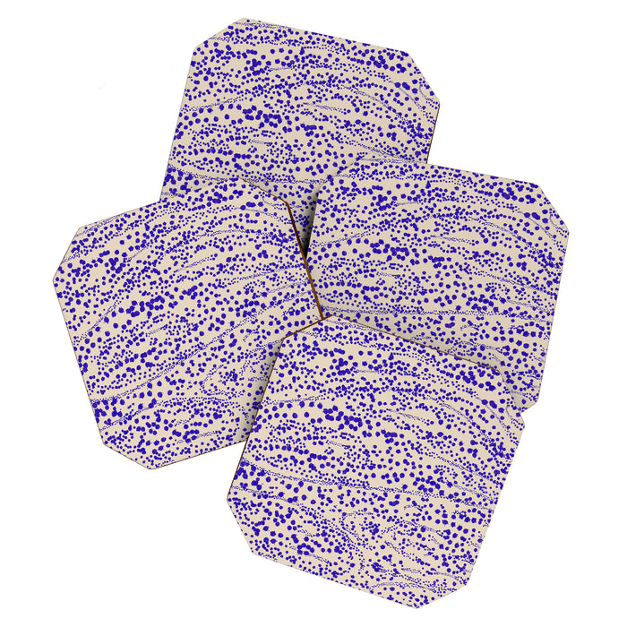 Strata - Organic Ink Blot Abstract in Cobalt Blue and Beige Coaster Gallery Image 1