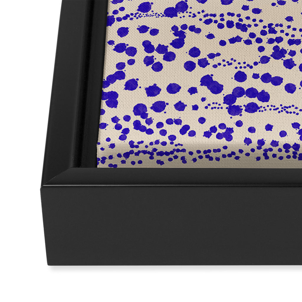 Strata - Organic Ink Blot Abstract in Cobalt Blue and Beige Framed Canvas Print Gallery Image 3