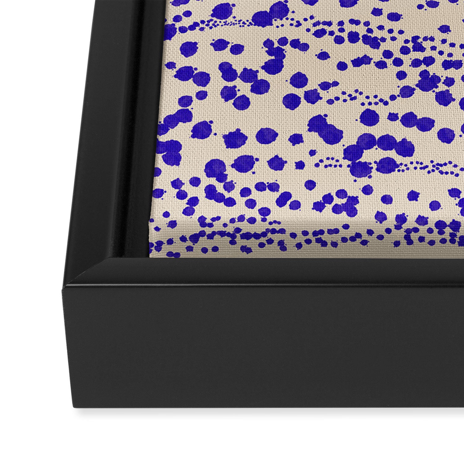 Strata - Organic Ink Blot Abstract in Cobalt Blue and Beige Framed Canvas Print Gallery Image 3