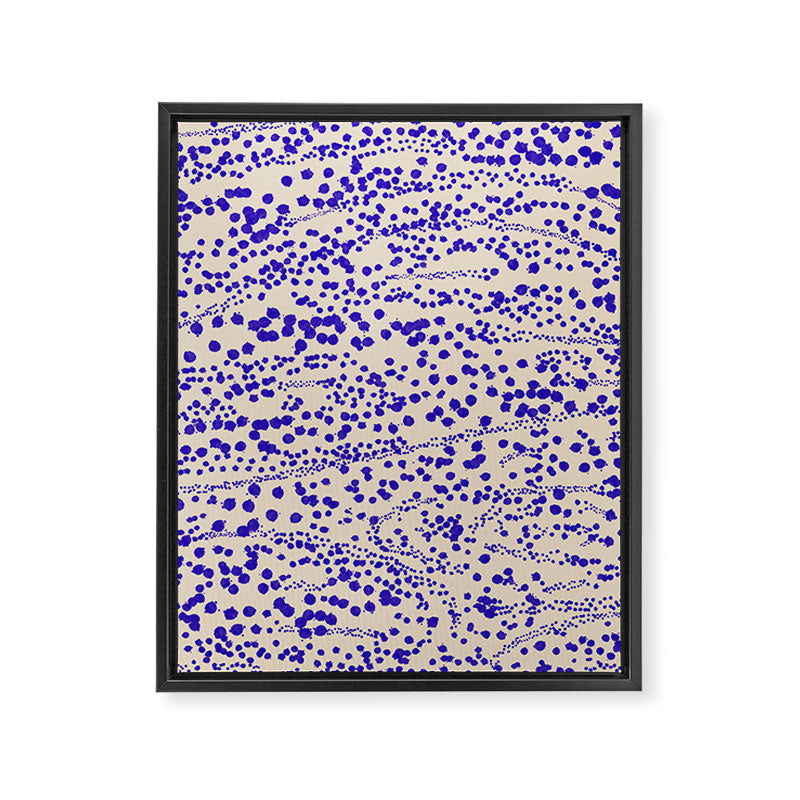 Strata - Organic Ink Blot Abstract in Cobalt Blue and Beige Framed Canvas Print Gallery Image 8