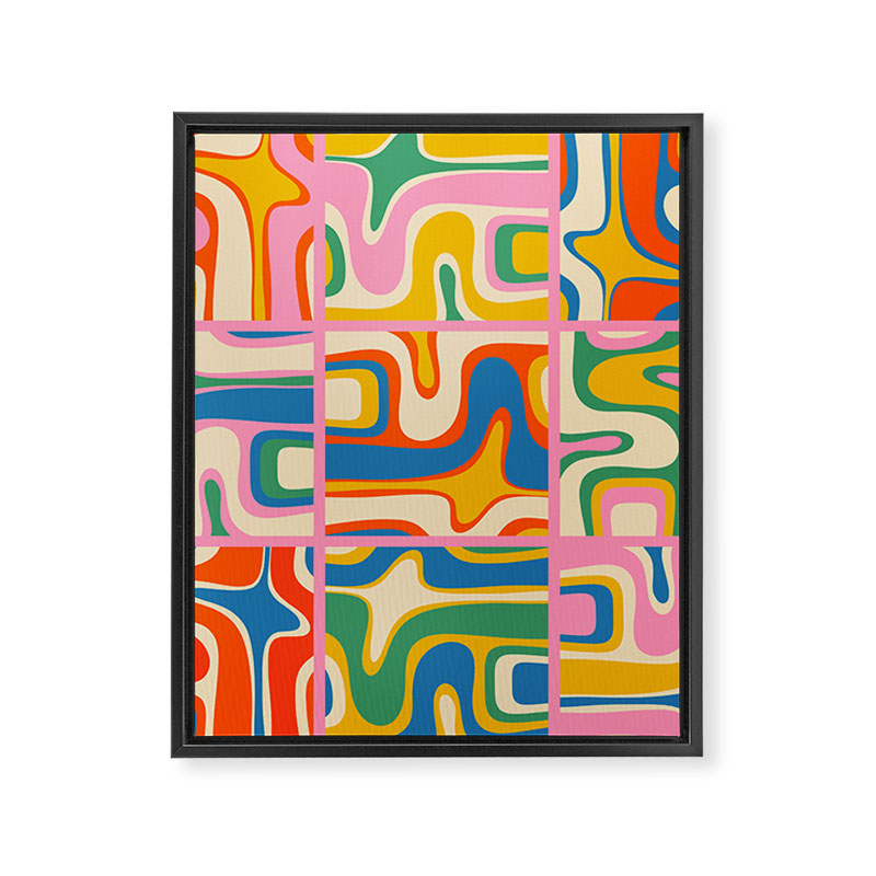 Street Art Colorful Retro Contemporary Abstract Pattern Framed Canvas Print Gallery Image 8