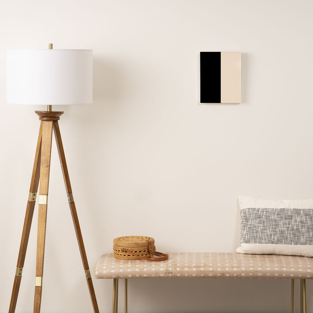 Stripe Black and Cream Half Half Minimal Modern Color Block Pattern Canvas Print Gallery Image 2