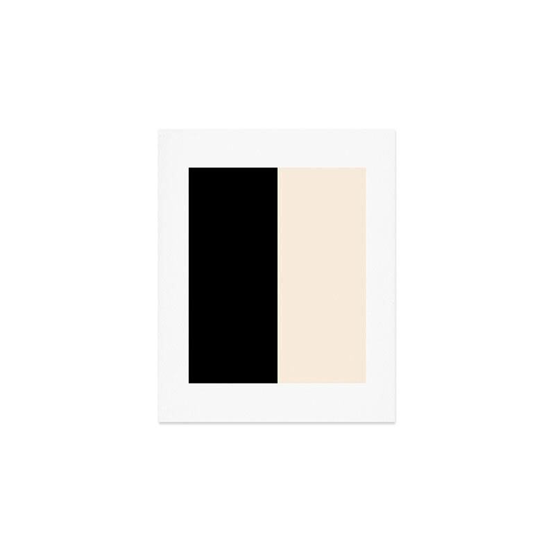 Stripe Black and Cream Half Half Minimal Modern Color Block Pattern Art Print Gallery Image 1
