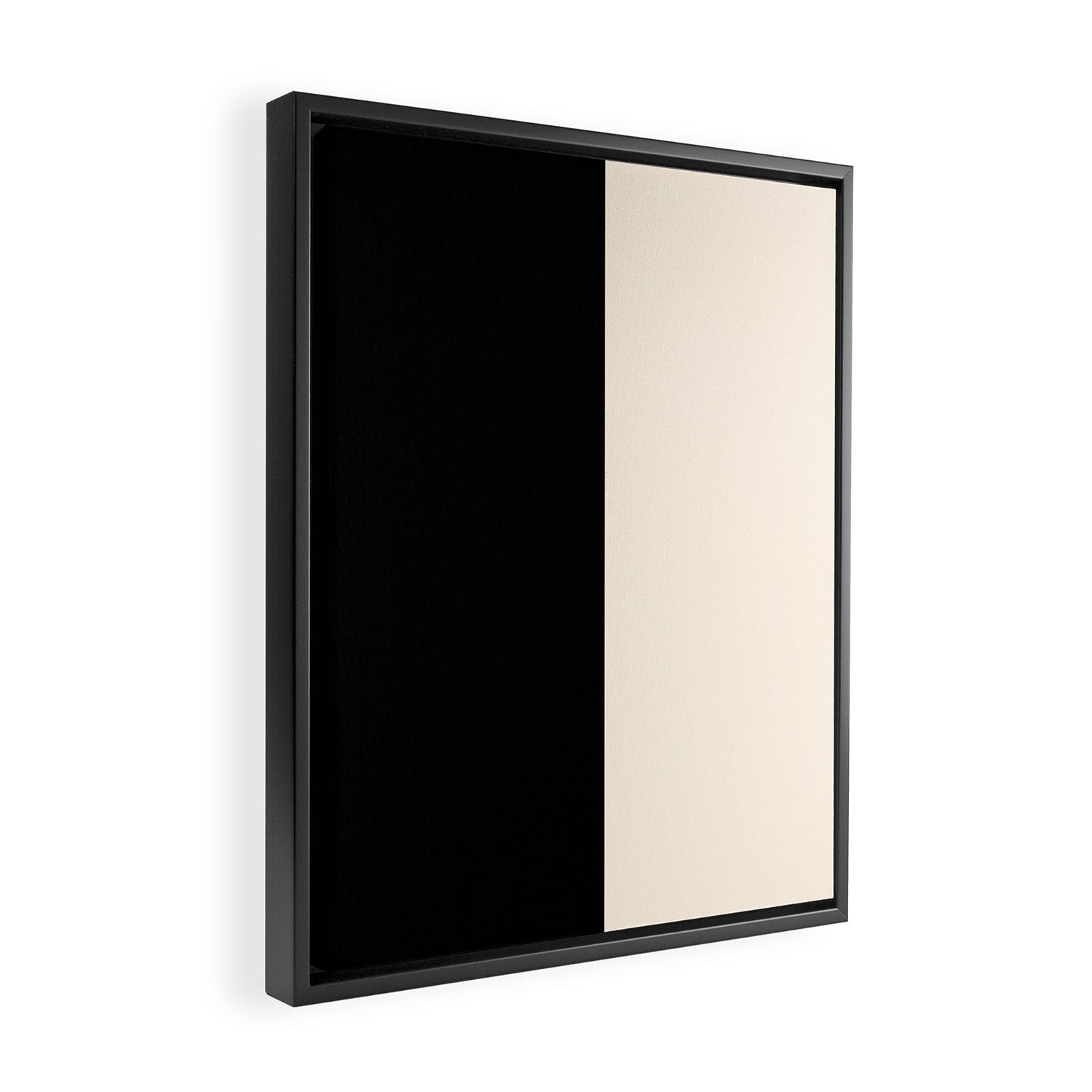 Stripe Black and Cream Half Half Minimal Modern Color Block Pattern Framed Canvas Print Gallery Image 2