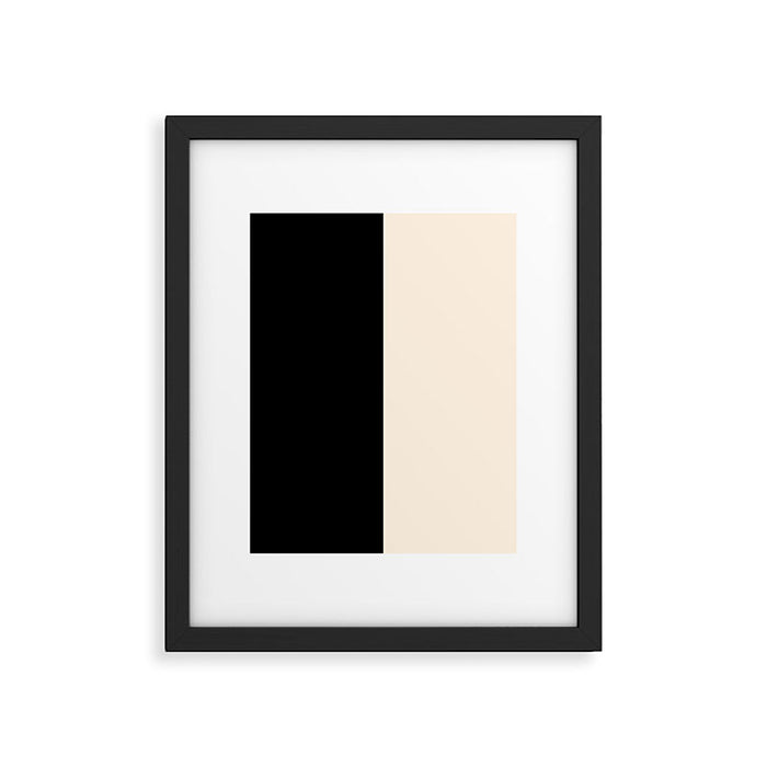 Stripe Black and Cream Half Half Minimal Modern Color Block Pattern Framed Art Print Gallery Image 1