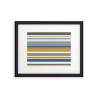 Stripe Pattern Contemporary Retro Modern Variable Stripes in Blue and Honey Mustard Framed Art Print Gallery Image 5