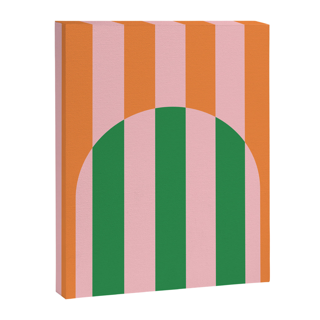 Striped Archway Bold Color Block Pattern in Pink, Green, and Orange Canvas Print Gallery Image 8