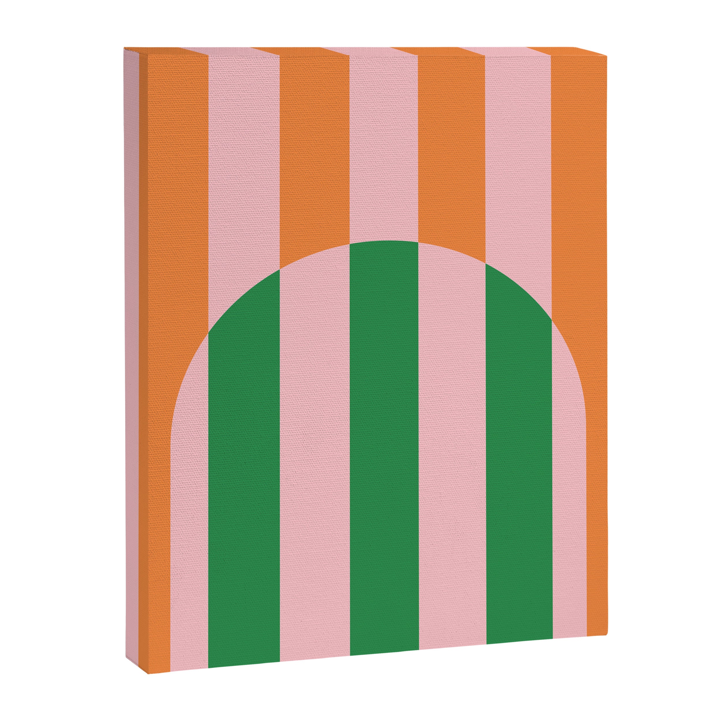 Striped Archway Bold Color Block Pattern in Pink, Green, and Orange Canvas Print Gallery Image 8