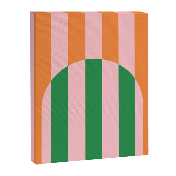 Striped Archway Bold Color Block Pattern in Pink, Green, and Orange Canvas Print Gallery Image 1